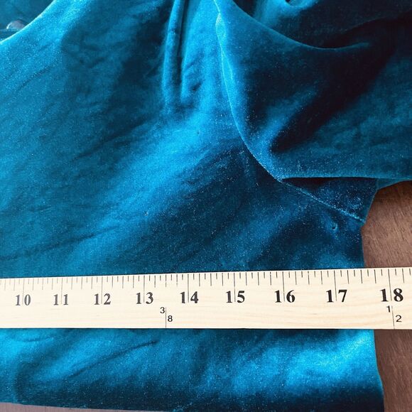 Jodi Michaels Vintage Dress M Back Buttons Puff Sleeves Velvet Turquoise Green - Picture 13 of 16